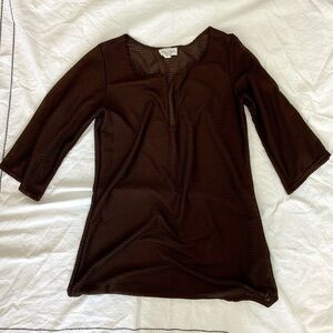 vintage 90s jordan taylor brown mesh beach cover up with 3/4 sleeves size large